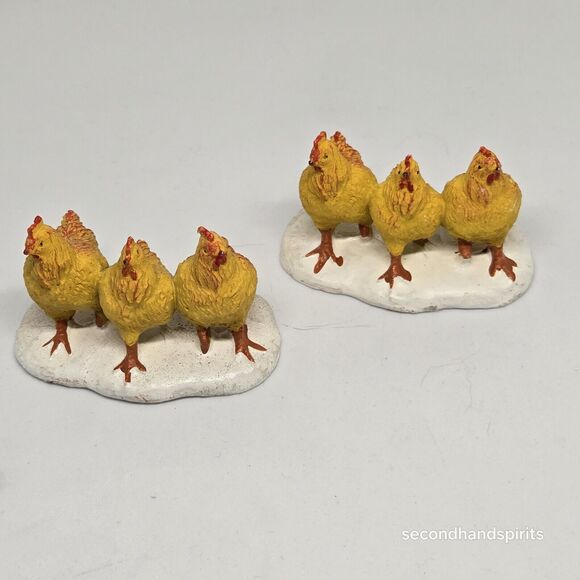 Holiday Time Christmas Village Accessory 3 Yellow Chickens LOT OF 2 - Picture 1 of 3